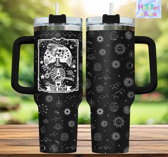 Discover Momster Skull Mom Tumbler 40oz, Spooky Mom, Stainless Steel Insulated Travel Mug Gifts For Mom, Scary Mom, Momster Merch
