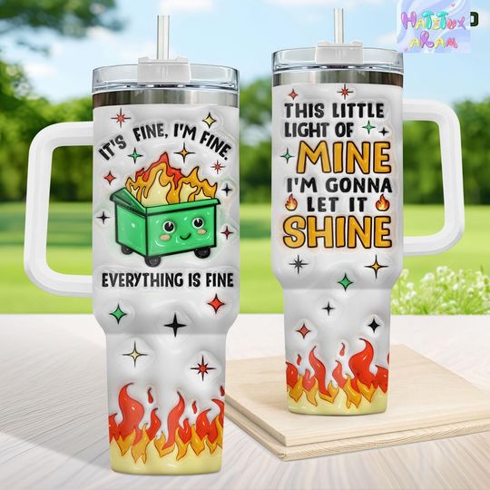 Discover Dumpster Fire Tumbler 40oz, Hot Mess, Stainless Steel Insulated Travel Mug Gifts For Humor Fan, Sarcastic Gift, Dumpster Fire Merch