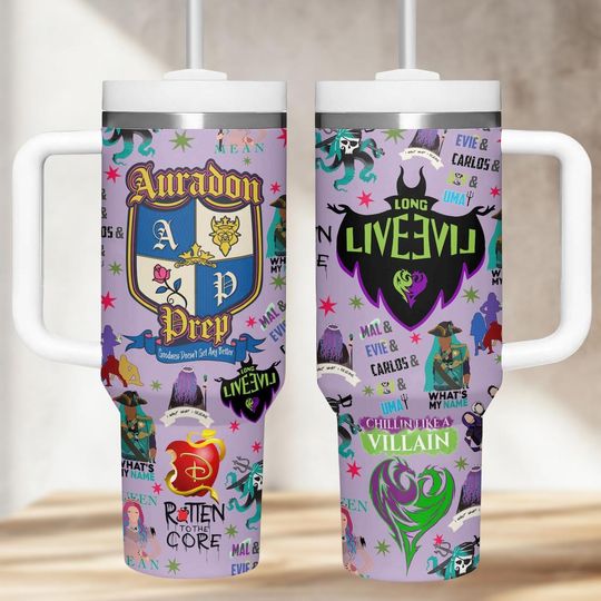 Discover Disney Descendants 40oz Tumbler, Disney Musical Movie Tumbler With Handle, Disney Char Stainless Steel Mug, Gift for Disney Descendants