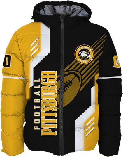 Discover Mens Football Comfort Colors Custom Name Number Lightweight Water-Resistant Down Jacket Puffer Coat S-5XL