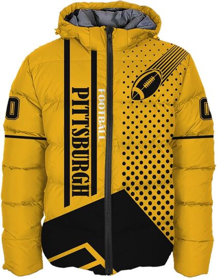 Discover Mens Football Colors Custom Name Number Logo Lightweight Water-Resistant Down Jacket Puffer Coat S-5XL