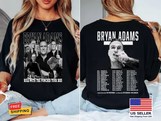 Discover Bryan Adams Roll With The Punches 2025 Tour T-Shirt, Vintage Rock Tee, Fan Gift