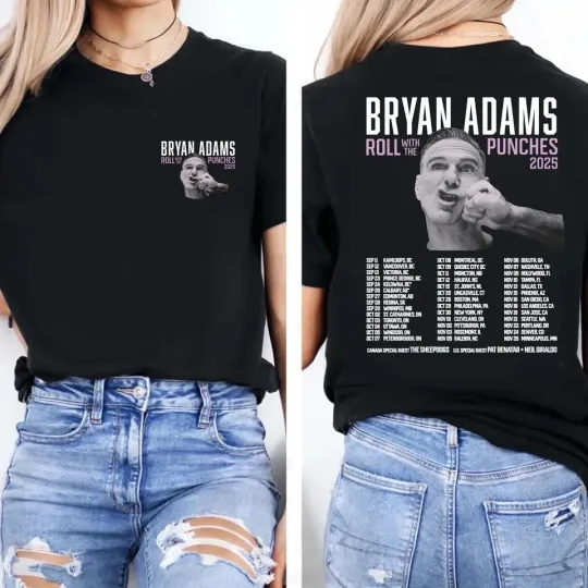 Discover Bryan Adams Roll With The Punches Tour 2025 Double Sided T-Shirt