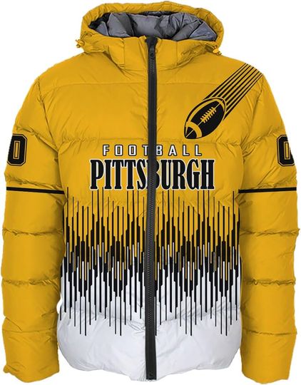 Discover Mens Football Comfort Colors Custom Name Number Lightweight Water-Resistant Down Jacket Puffer Coat S-5XL