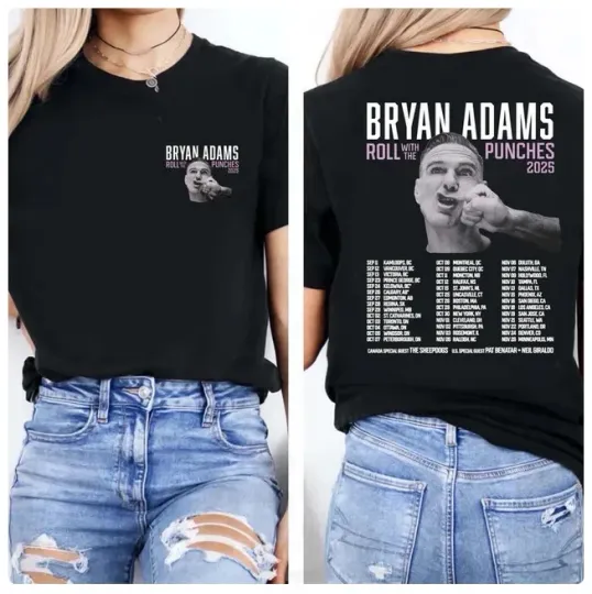 Discover Bryan Adams Roll With The Punches Tour 2025 Double Sided Unisex T-Shirt