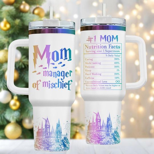 Discover Mom 40oz Tumbler, Enchanted Stainless Tumbler With Handle, Magical Drinkware Gift For Mom, Christmas Coffee Cup