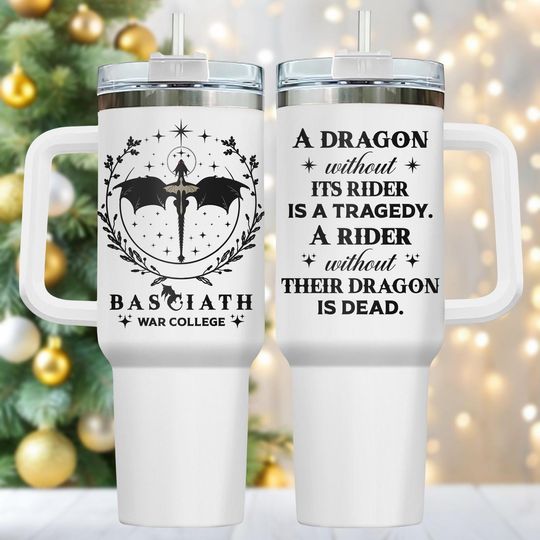 Discover Fantasy Dragon 40oz Tumbler, Engraved Stainless Tumbler With Handle, Mythical Coffee Cup Gift For Her, Christmas Drinkware For Travel