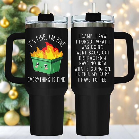 Discover Funny Quote 40oz Tumbler, Engraved Stainless Tumbler With Handle, Humor Coffee Cup Gift For Her, Holiday Drinkware For Travel, Christma