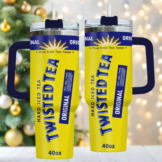 Discover Twisted Tea 40oz Tumbler, Stainless Steel Tumbler With Handle, Holiday Drinkware Gift For Her, Christmas Beverage Cup