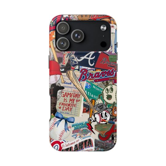 Discover Atlanta Braves iPhone Case | Retro Baseball Collage Art