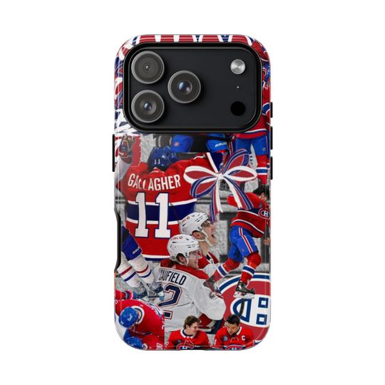 Discover Montreal Canadiens iPhone Case - Red & Blue Hockey Collage for True Habs Fans