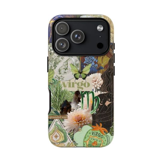 Virgo Zodiac Phone Case: Boho Astrology Collage - iPhone & Samsung