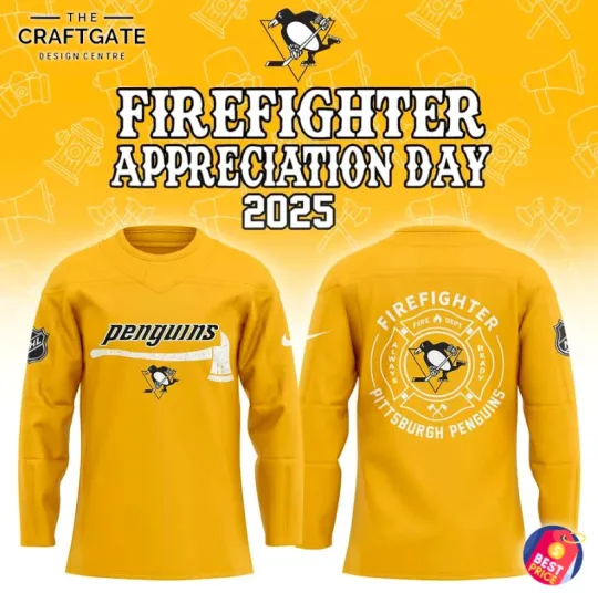 Discover Pittsburgh Penguins Men's Hockey Jersey Firefighter Application Day 2025