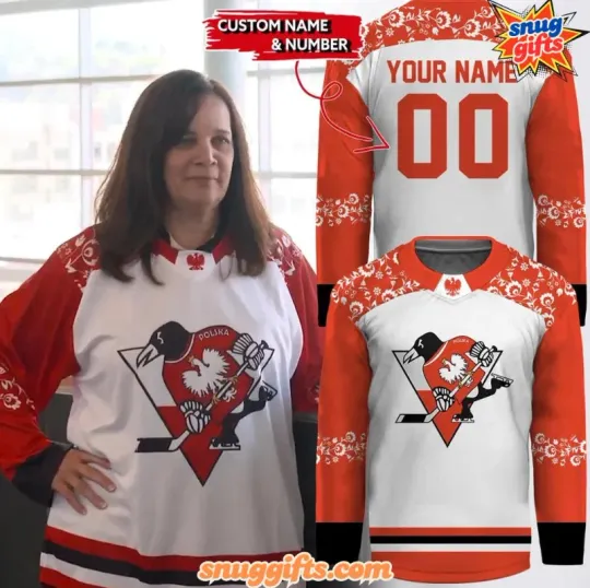 Discover Custom Pittsburgh Penguins Polish Heritage Night Orange Hockey Jersey