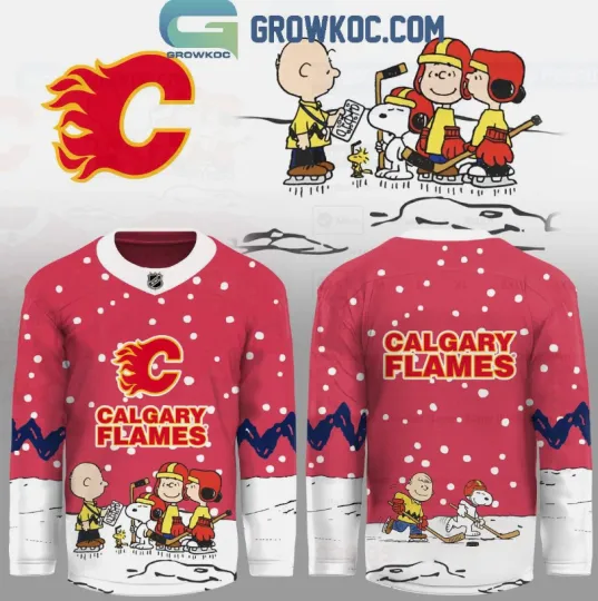 Discover Calgary Flame X Snoopy Peanuts Christmas Hockey Jersey