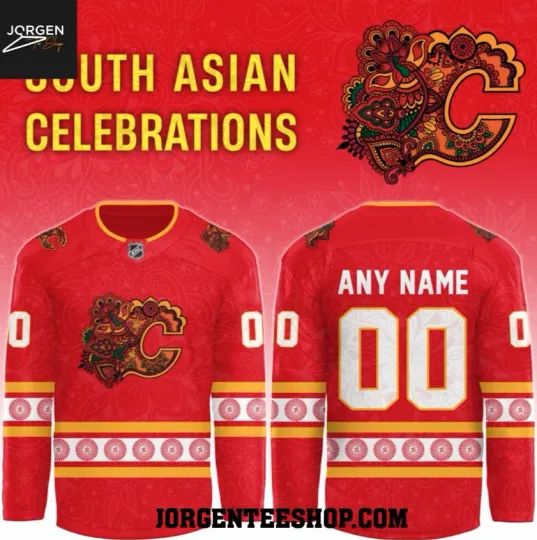 Discover Personalized Caglary Flame 2025 South Asian Heritage Hockey Jersey