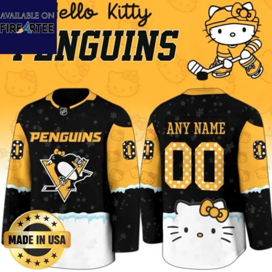 Discover Custom Pittsburgh Penguin Hello Kitty Christmas Gameday Hockey Jersey