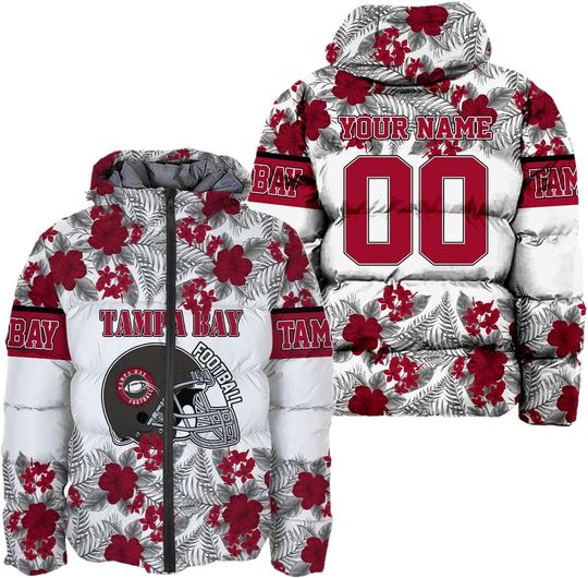 Personalized Tampa Bay Football Team Buccaneers Men's Hooded Puffer Jacket