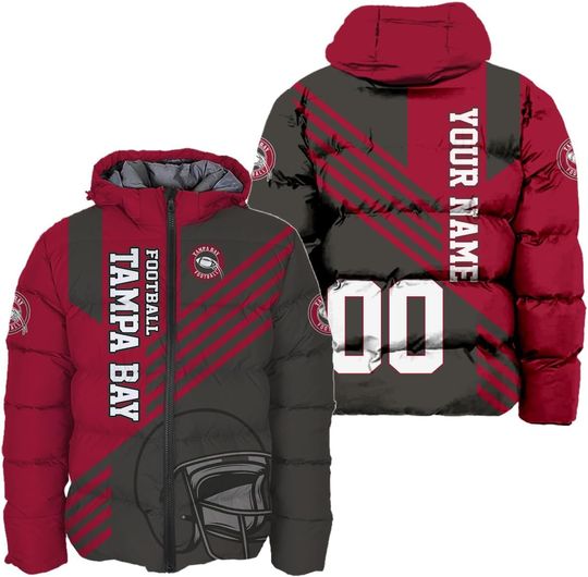 Personalized Tampa Bay Football Team Buccaneers Men's Hooded Puffer Jacket