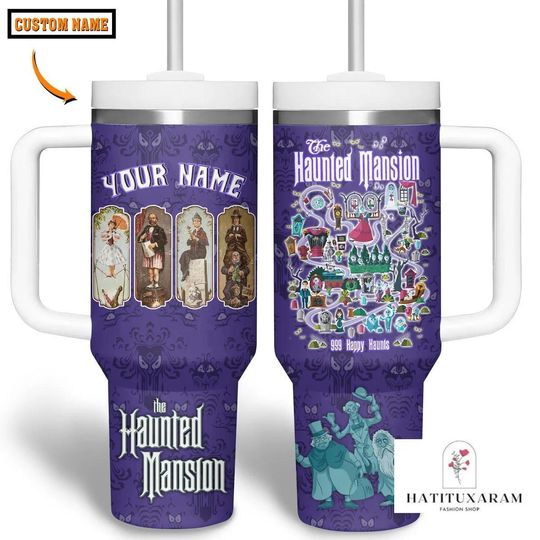 Custom Haunted Mansion Tumbler 40 Oz, Hitchhiking Ghosts Tumbler Cup, Foolish Mortals Horror Movie Stainless Tumbler