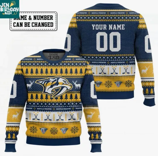 Discover Personalized Nashville Predators Smashville Christmas Ugly Sweater