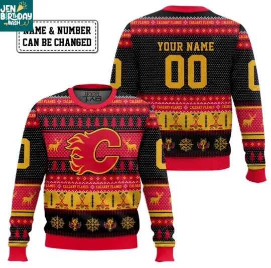 Discover Calgary Flames 2025 Christmas Ugly Sweater with 3D Design