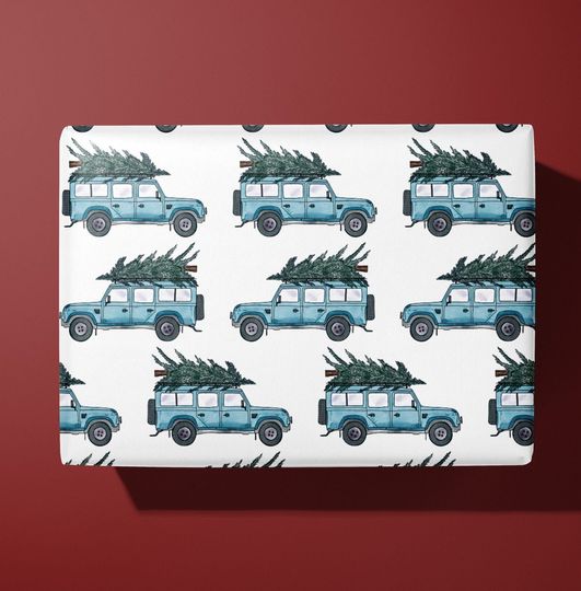 Discover Landrover Defender Christmas Tree Wrapping Paper: Xmas 4x4 Gift Wrap