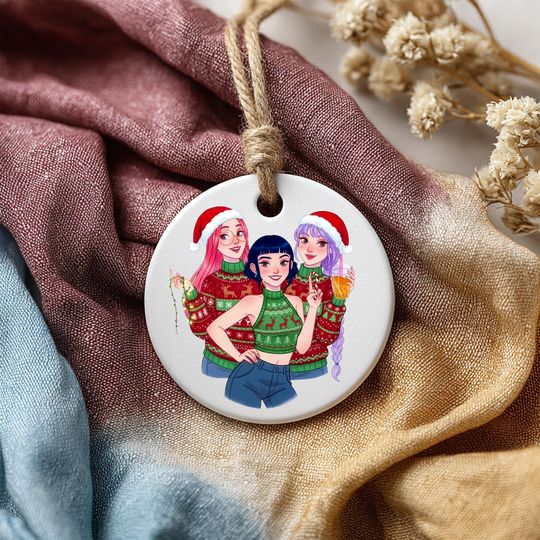 Demon Hunter Ornament, Huntrix Charm, Unique Holiday, Gift For Daughter, Printed One Side