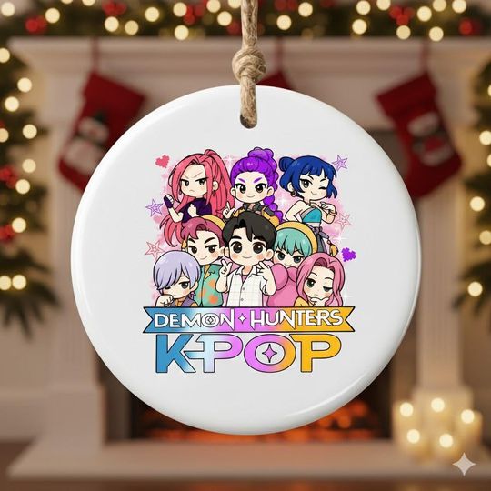 Discover KPOP Christmas Ornament 2025, Demon Hunters Ceramic Ornament, Huntrix Keepsake, Gift For KPOP Fans, Printed One Side