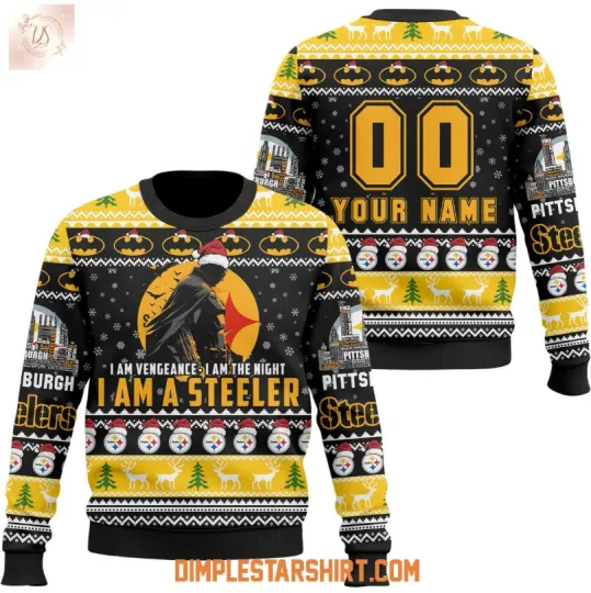 Personalized Pittsburgh Steeler x Batman Ugly Sweater