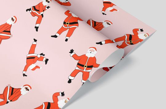 Sleighin' Santas Wrapping Paper - Christmas Gift Wrap - Aesthetic Wrapping Paper - Funny - Multi-Cultural - Holiday Gift Idea - Pink - Slay