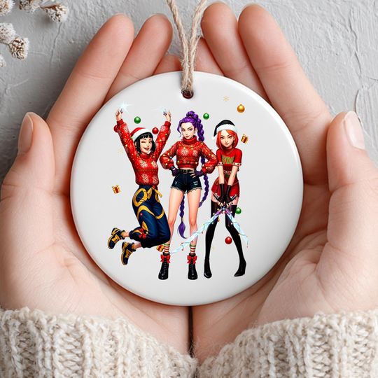 Discover Mira Rumi Zoey Ceramic Ornament, Acrylic Demon Hunters Ornament, Anime Ornament, Huntrix Charm, Christmas Gifts, Printed One Side