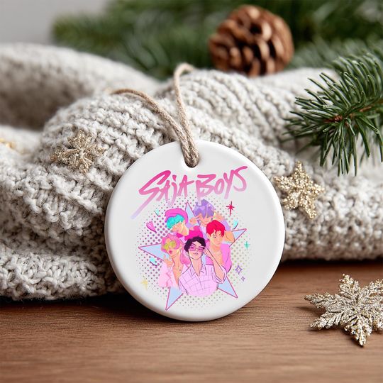 Discover Personalized Name Demon Hunter Ornament, KPOP Christmas Keepsake, Huntrix Ceramic Ornament, Saja Boys Ornament, Printed One Side