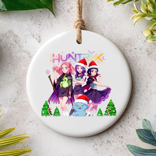 Demon Hunters Ceramic Ornament, KPOP Ornament 2025, KPOP Christmas Keepsake, Huntrix Ornament, Printed 1 Side