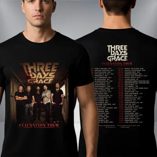Discover Three Days Grace Alienation Tour 2026 Schedule Tour Dates Unisex T Shirt
