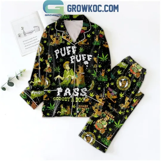 Scooby Doo Where Are You Puff Puff Pass Cannabis Polyester Pajamas Set