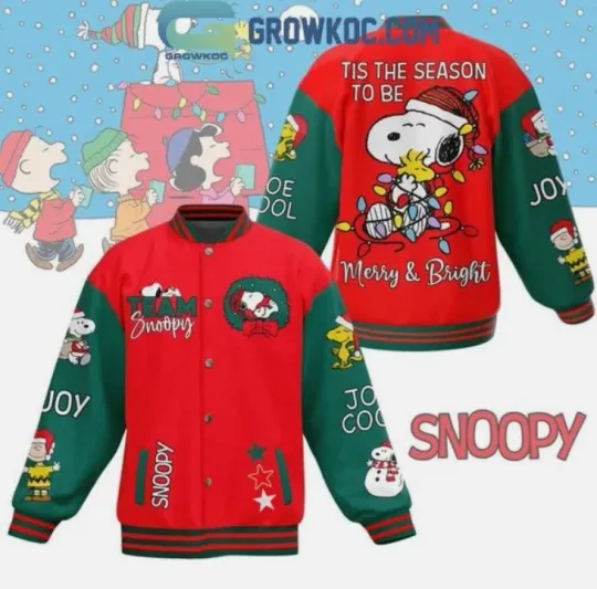 Discover Snoopy Tis The Season To Be Merry And Bright Christmas Baseball Jacket