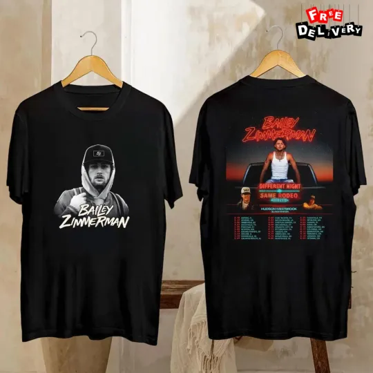 Discover Bailey Zimmerman Tour 2026 Shirt, Bailey Zimmerman Different Night Same Rodeo