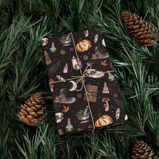 Discover Witchy Wrapping Paper, Halloween Gift Wrap, Dark Mystical Wrapping Paper, Dark Academia Cottagecore Gift Wrapping Paper, Gothic Gift Wrap