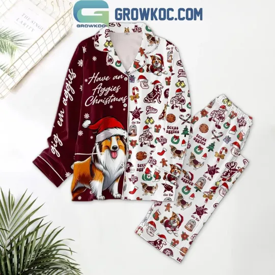 Discover Texas AM Aggies Christmas Merry Aggies Christmas Polyester Pajamas Set