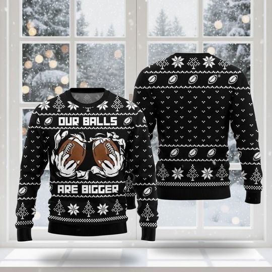 Funny Football Christmas Ugly Sweater for Women, Humorous Holiday Crewneck Sweatshirt