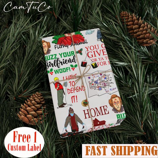 Home Alone Christmas Movie Wrapping Paper, Funny Gift Wrap, Hilarious Xmas Gift Wrap, Unique Holiday Wrapping Paper Themed Gift Wrap