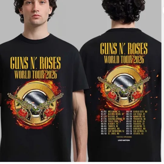 Guns Roses World Tour 2026 UK And Europe Tour Dates T-Shirt