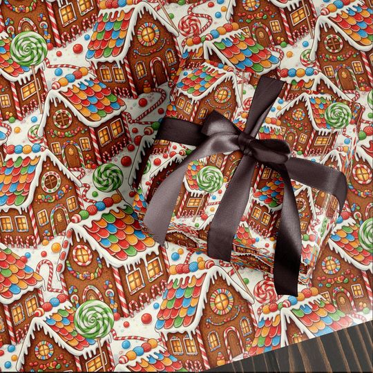 Discover Gingerbread Candy Village Wrapping Paper