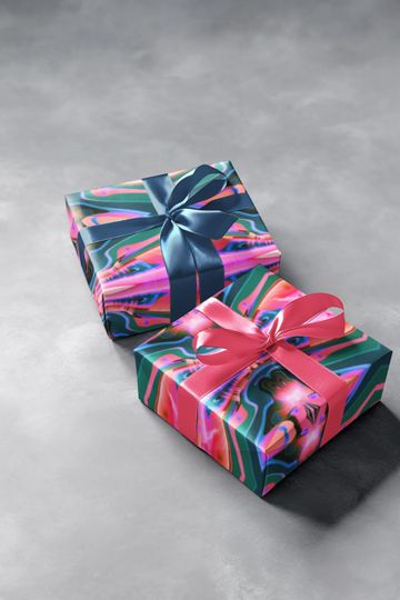 Discover Psychedelic Paper Roll | Orchid in Hot Pink | Recyclable Birthday or Valentines's Day Gift Wrap | Vibrant Paper for Presents or Crafts