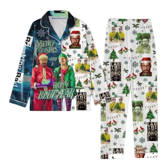 Discover Breaking Bad Merry Chirstmas And Happy Blueyear Pajamas Set