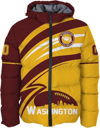 Discover Mens Football American Football Personalized Puffer Jacket Plus Size Apparel Down Jacket Custom Name Number Logo S-5XL