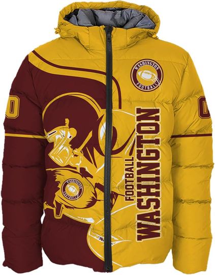 Discover Mens Football Men's American Football Personalized Puffer Jacket Plus Size Apparel Down Jacket Custom Name Number City S-5XL