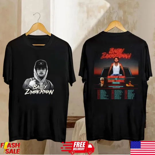 Discover Bailey Zimmerman Tour 2026 Shirt, Bailey Zimmerman Different Night Same T-Shirt