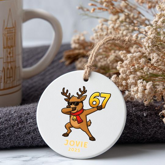 Discover Custom Six Seven Ceramic Ornament, Christmas Ornament Gen Z and Alpha Humor Decor, Printed One Side